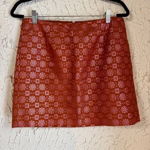 J. Crew Red/Orange Patterned Mini Skirt
